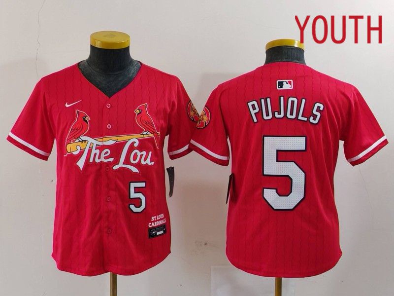 Youth St.Louis Cardinals #5 Pujols Red City Edition 2024 Nike MLB Jersey style 1->chicago bears->NFL Jersey